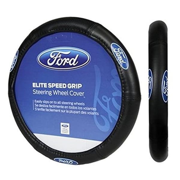 Plasticolor P23-006725R01 Ford Elite Series Logo Universal Fit Speed Grip Steering Wheel Cover P23-006725R01 - main
